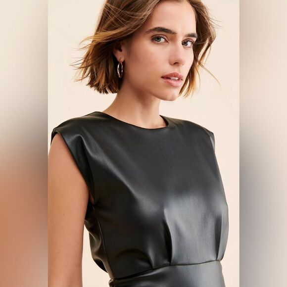 NWT Bishop + Young Hayden Vegan Leather Dress CHOCOLATE BROWN SIZE XS mini - Picture 4 of 12